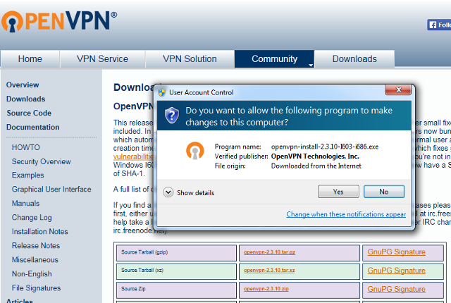 Setting up OpenVPN on Windows 7, step 2