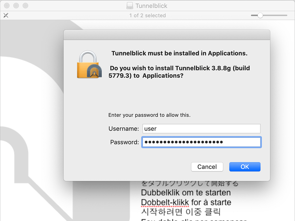 Setting up OpenVPN on Mac OS X, step 4