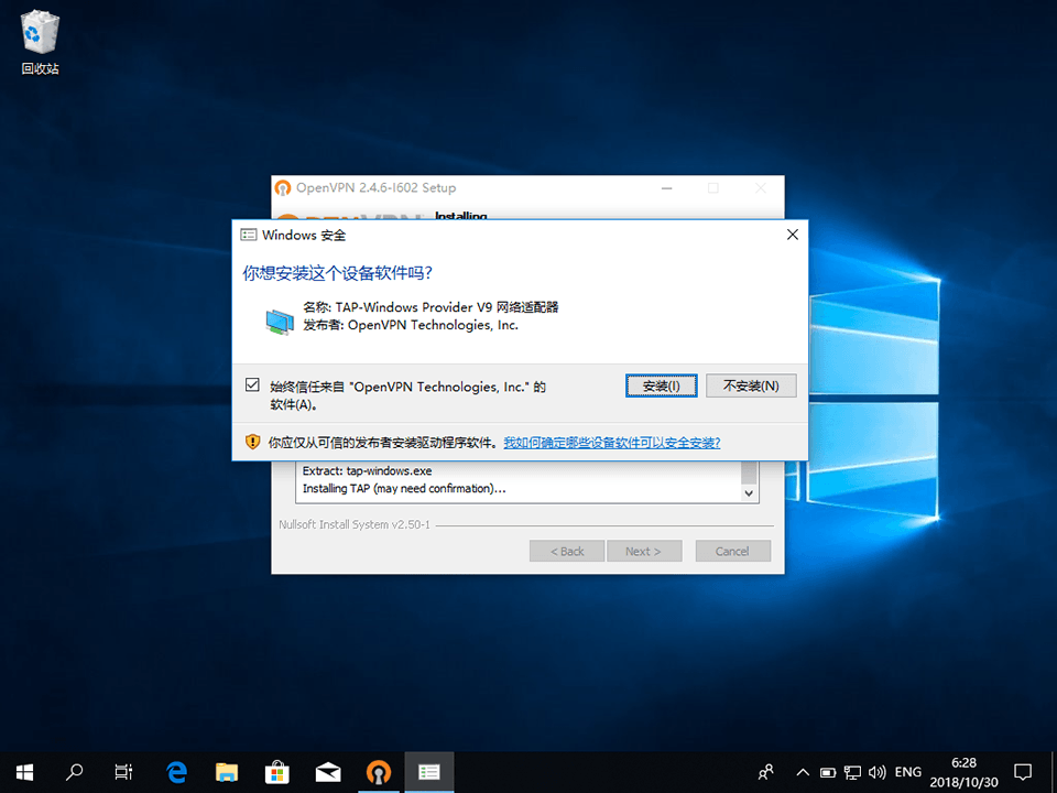 Setting up OpenVPN on Windows 10, step 7