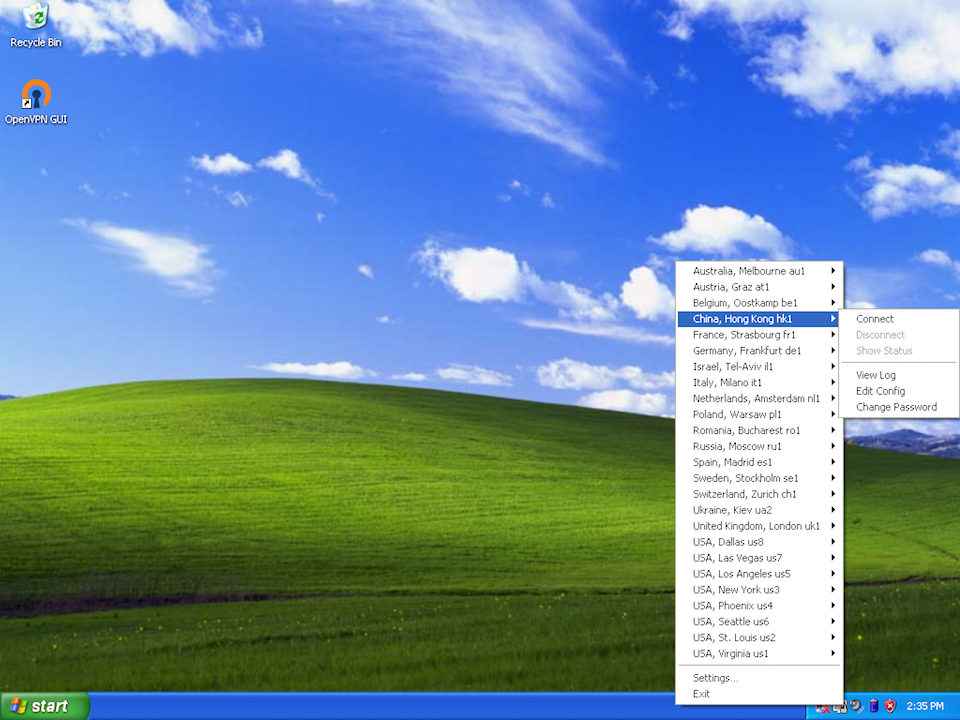 Setting up OpenVPN on Windows XP, step 10