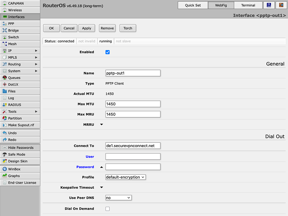 Setting up PPTP VPN on RouterOS, step 4