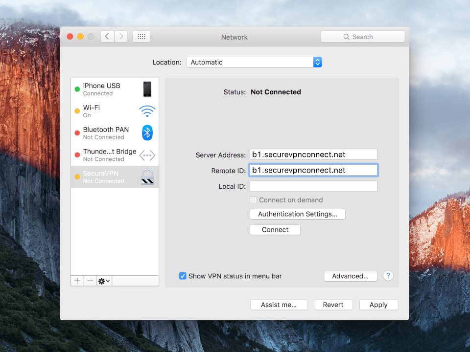 Setting up IKEv2 VPN on Mac OS X, step 6