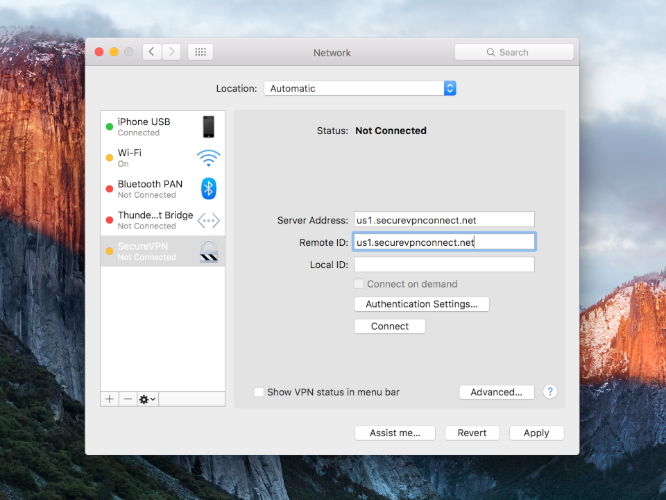 Setting up IKEv2 VPN on Mac OS X, step 4