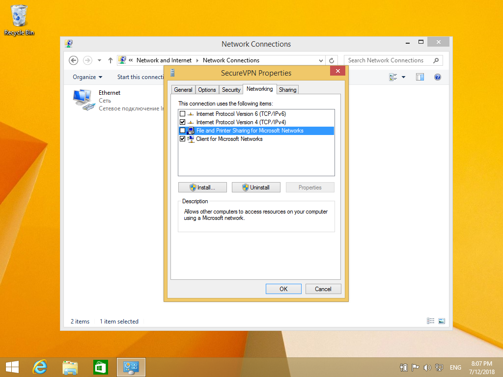 Setting up IKEv2 VPN on Windows 8, step 10