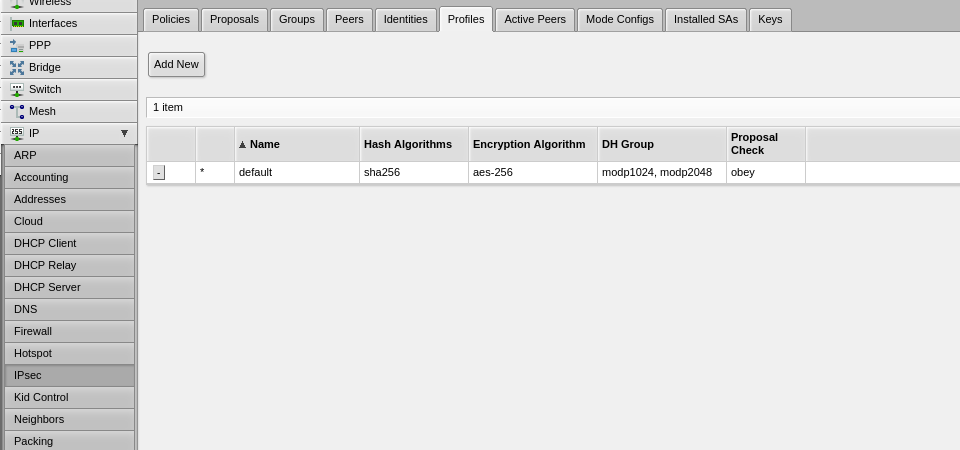 Setting up L2TP VPN on RouterOS, step 6