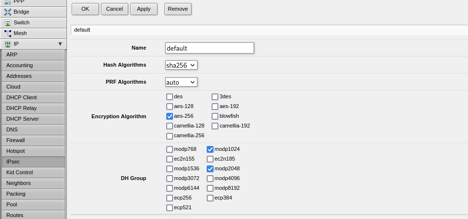 Setting up L2TP VPN on RouterOS, step 7