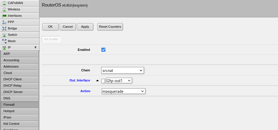 Setting up L2TP VPN on RouterOS, step 10