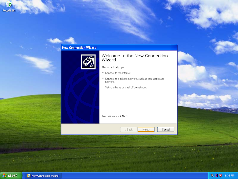 Setting up L2TP VPN on Windows XP, step 3