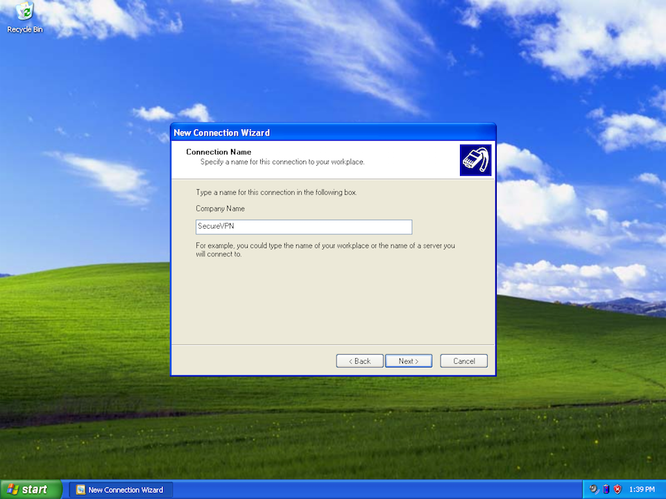 Setting up L2TP VPN on Windows XP, step 6
