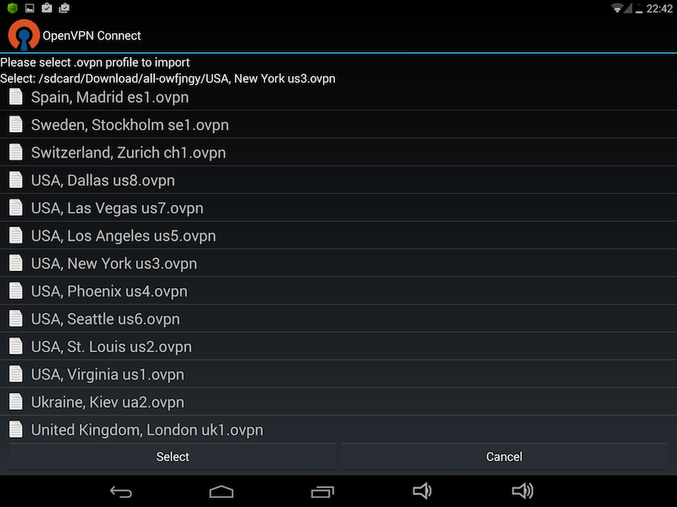 Setting up OpenVPN on Android, step 6