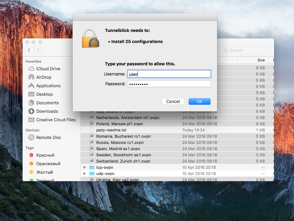 Setting up OpenVPN on Mac OS X, step 7