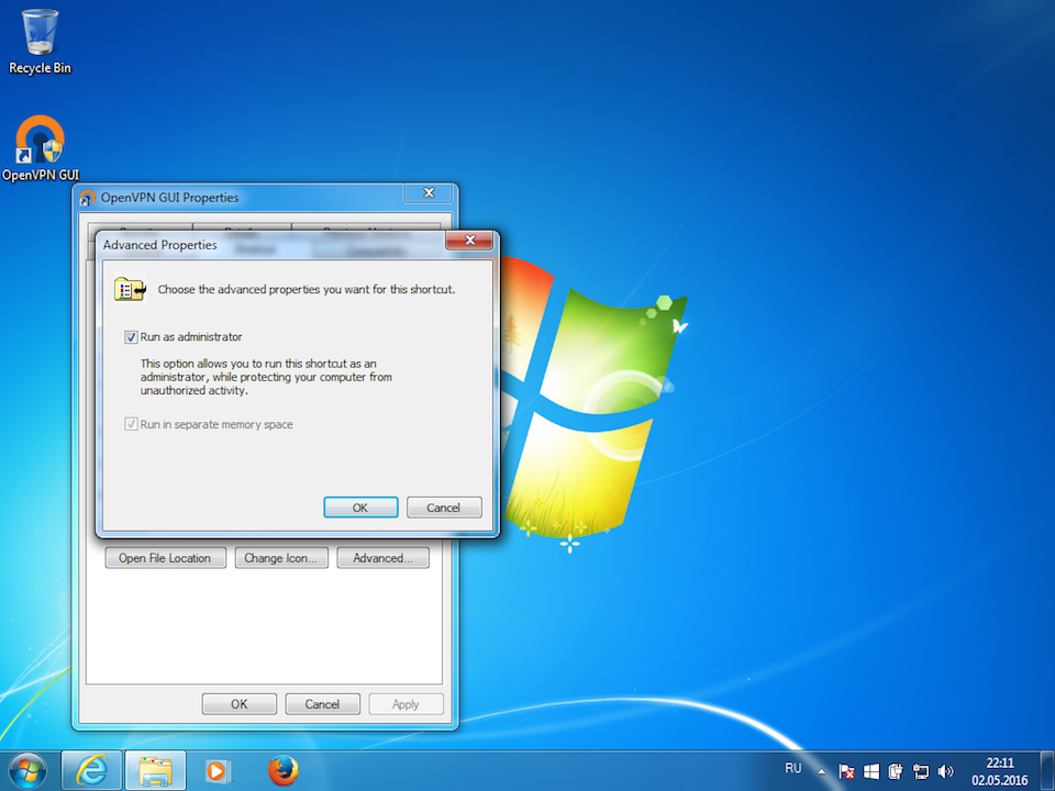 Setting up OpenVPN on Windows 7, step 11
