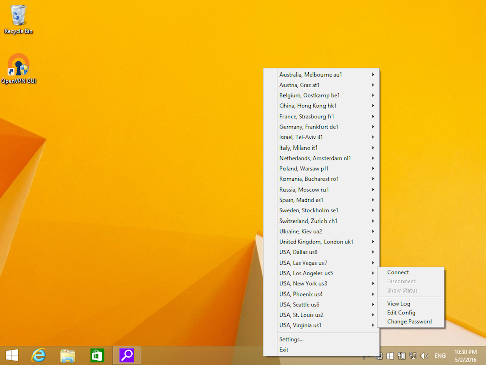 Setting up OpenVPN on Windows 8, step 16