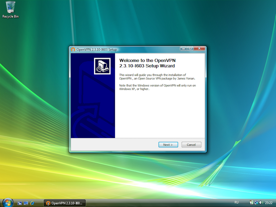 Setting up OpenVPN on Windows Vista, step 3