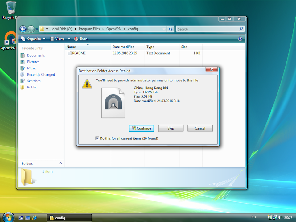 Setting up OpenVPN on Windows Vista, step 14