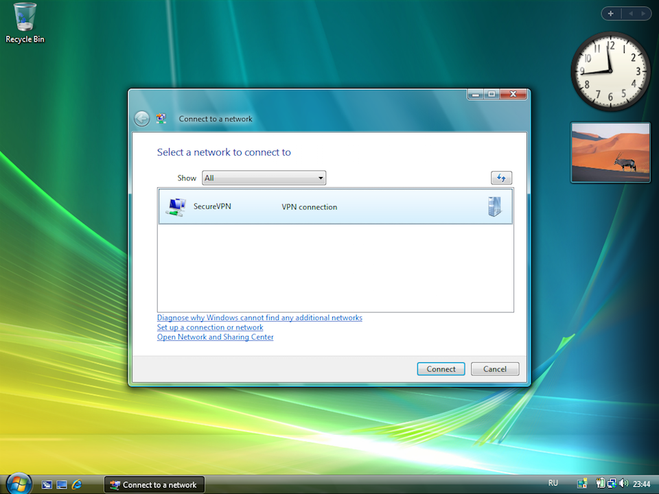 Setting up PPTP VPN on Windows Vista, step 11