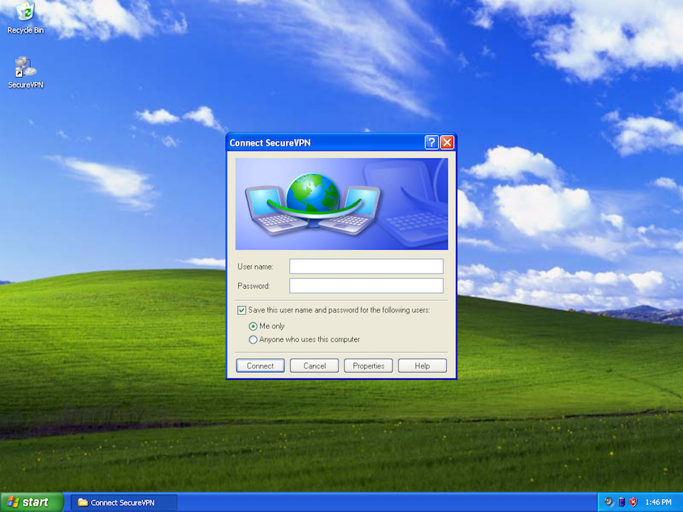 Setting up PPTP VPN on Windows XP, step 9