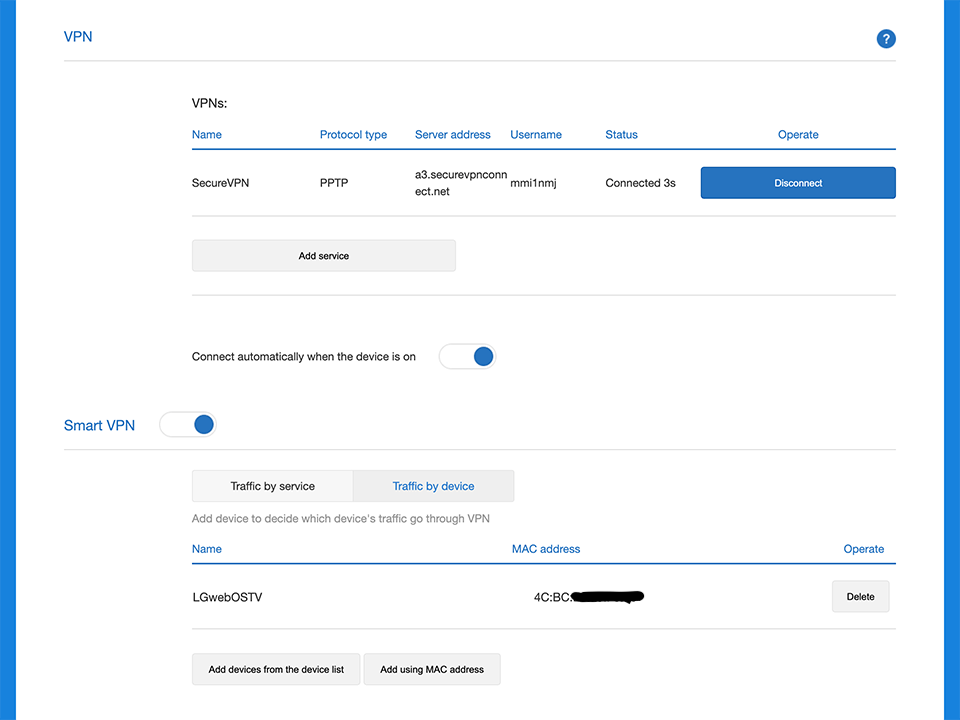 Setting up PPTP VPN on Xiaomi Mi Router 4A, step 6