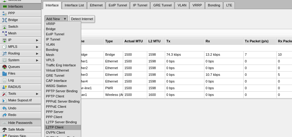 Настройка L2TP на Mikrotik, шаг 2