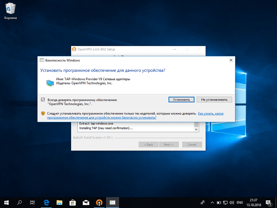 Настройка OpenVPN на Windows 10, шаг 7