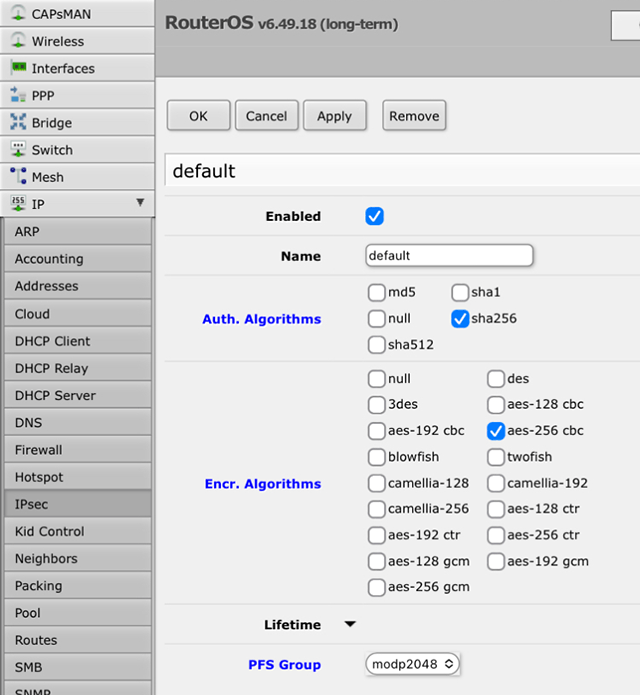 在RouterOS上设置L2TP VPN，第5步