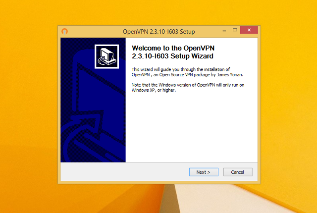 Setting up OpenVPN on Windows 8, step 3