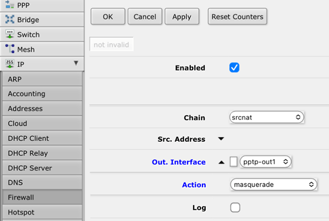 Setting up PPTP VPN on RouterOS, step 6