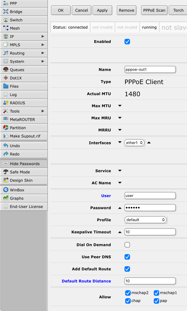 Setting up PPTP VPN on RouterOS, step 8