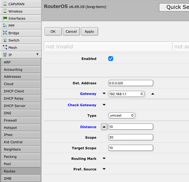 Setting up PPTP VPN on RouterOS, step 10