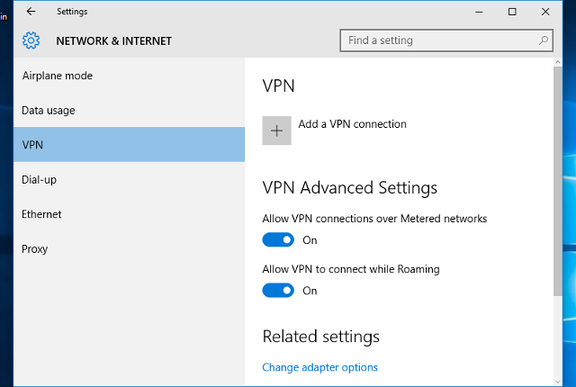 Setting up L2TP VPN on Windows 10, step 2