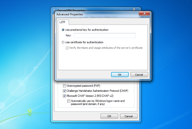 Setting up L2TP VPN on Windows 7, step 10
