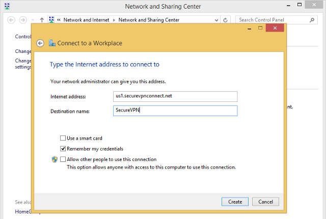 Setting up L2TP VPN on Windows 8, step 6