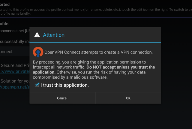 Setting up OpenVPN on Android, step 8