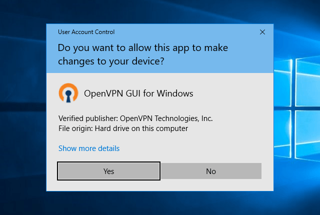 Setting up OpenVPN on Windows 10, step 15