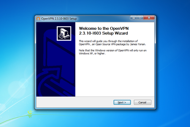 Setting up OpenVPN on Windows 7, step 3