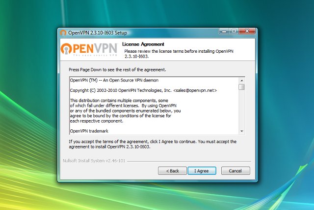 Setting up OpenVPN on Windows Vista, step 4