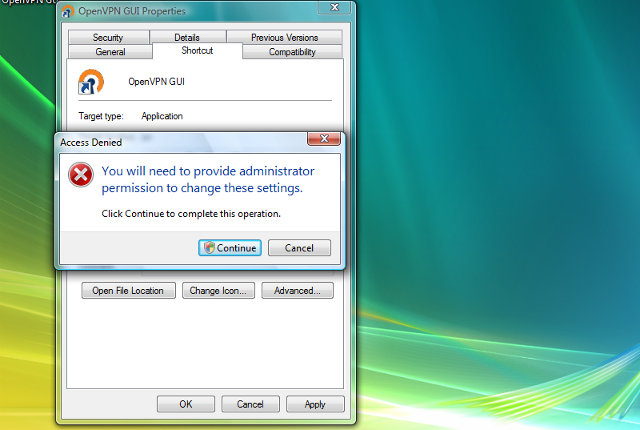 Setting up OpenVPN on Windows Vista, step 12