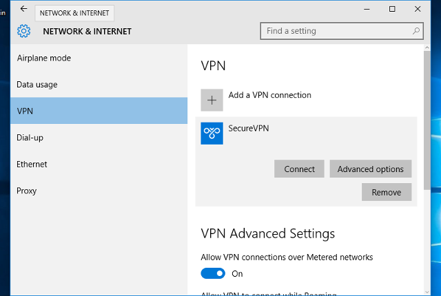 Setting up PPTP VPN on Windows 10, step 5