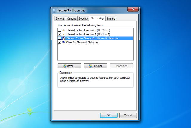 Setting up PPTP VPN on Windows 7, step 10