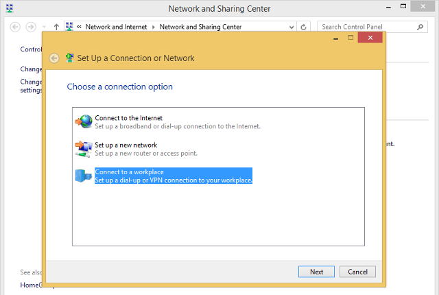 Setting up PPTP VPN on Windows 8, step 4