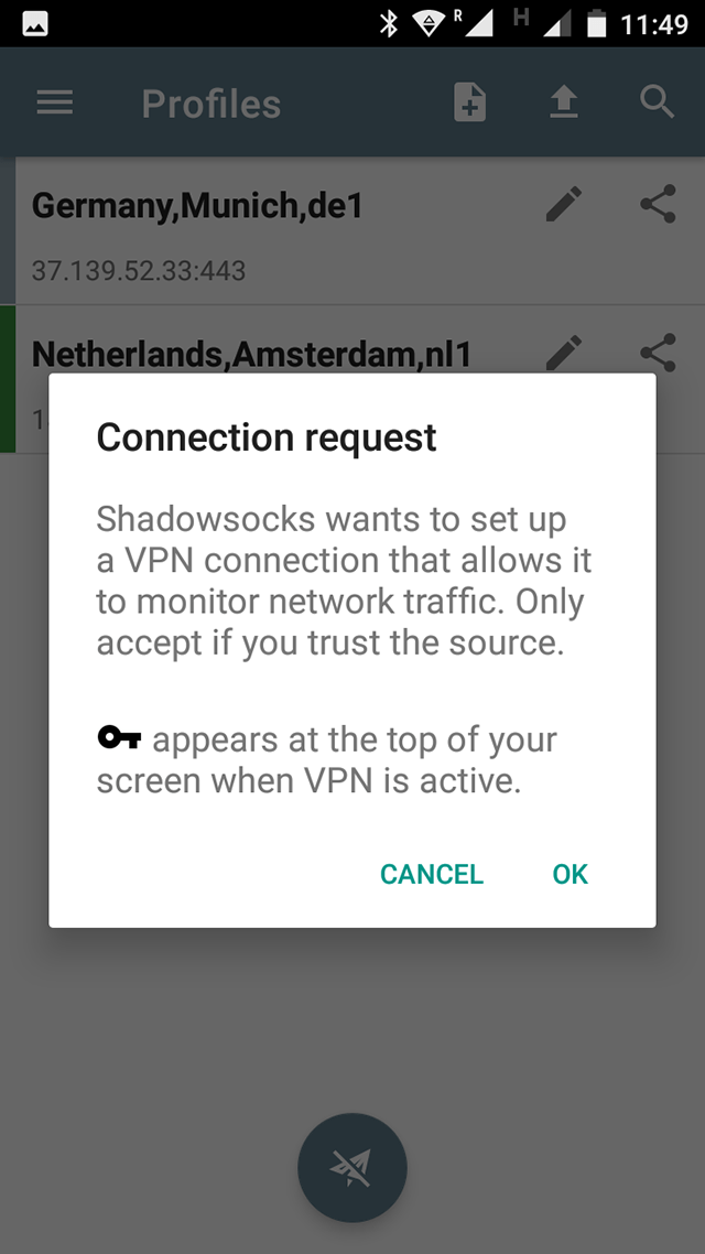 Setting up Shadowsocks on Android, step 6