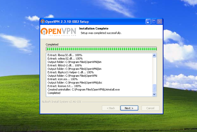Настройка OpenVPN на Windows XP, шаг 8
